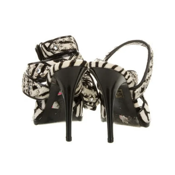 Givenchy Zebra Rhinestone Hair Print Stilletto Heels Size 40 9 - Picture 4 of 5
